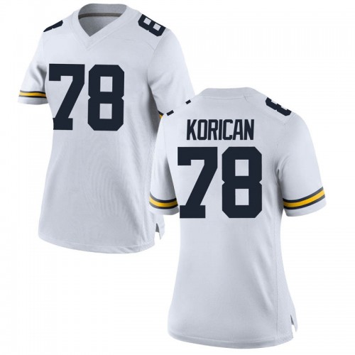Griffin Korican Michigan Wolverines Women's NCAA #78 White Replica Brand Jordan College Stitched Football Jersey GKP3754GW